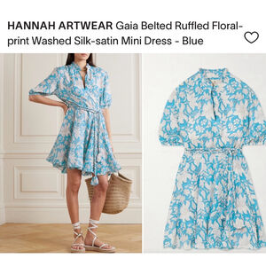 HANNAH ARTWEAR Gaia Belted Ruffled Floral-print Washed Silk-satin Mini Dress -
